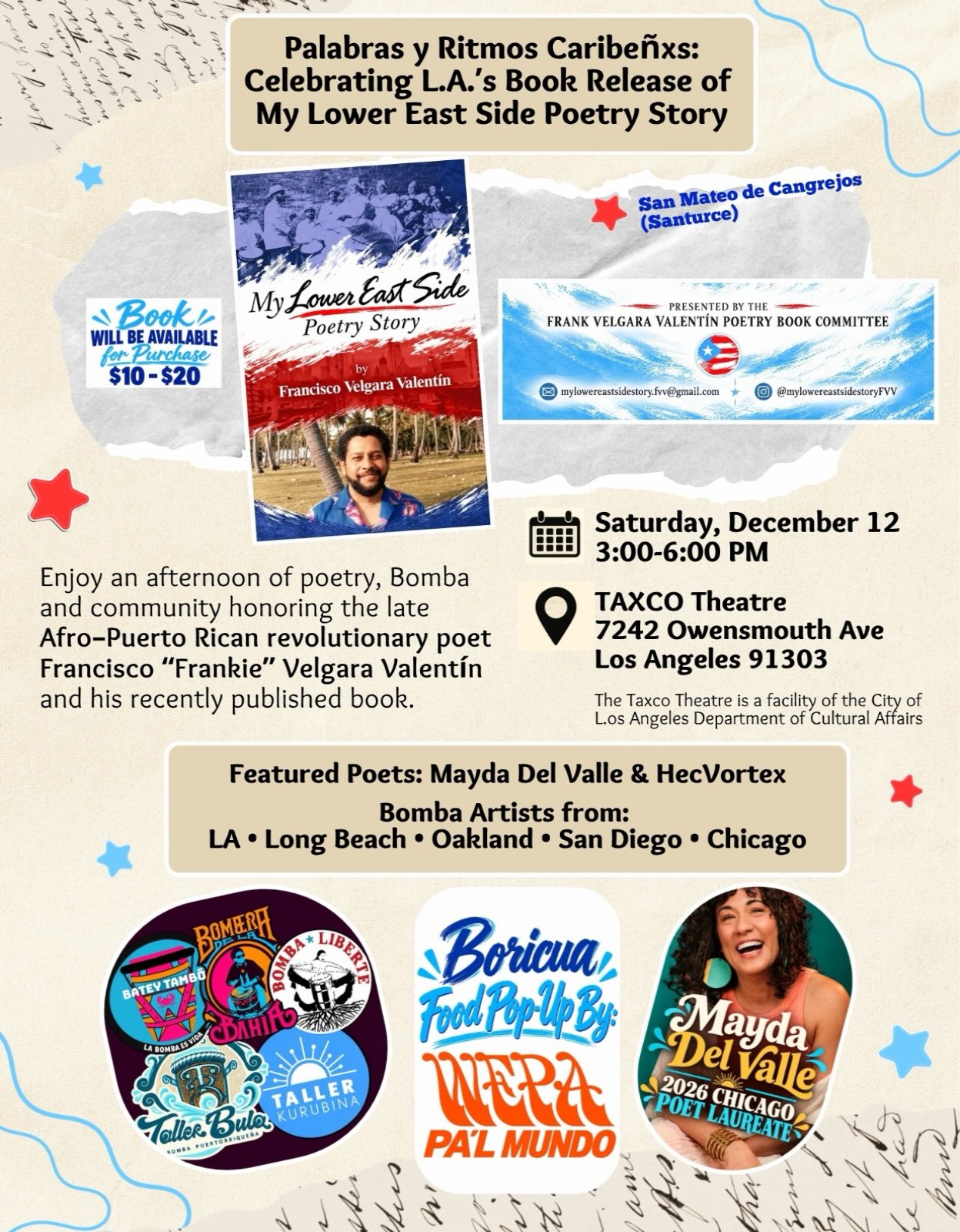Palabras y Ritmos Caribeñxs: Poetry And Bomba At Taxco Theatre In Canoga Park